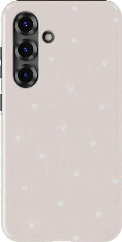 Tough Hoesje met Hartjes Samsung Galaxy S25 FE | Little Love Tough Case Geschikt voor Mag | Hartjes Print Backcover Samsung Galaxy S25 FE Ivory Hearts