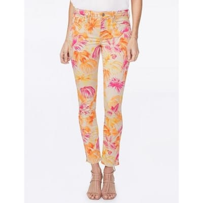 Alina Skinny Ankle Jeans Print Premium Denim | Beach Garden Clementine