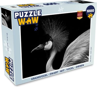 Puzzel Kraanvogel - Zwart - Wit - Vogel - Dieren - Legpuzzel - Puzzel 1000 stukjes volwassenen