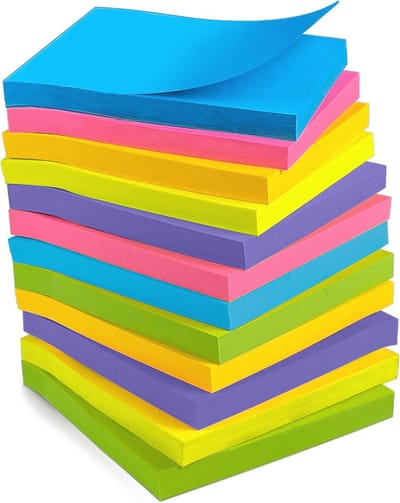 Kleurrijke Sticky Notes - 12 Pads Van 3"x3" - Zelfklevende Notities Voor Kantoor En School