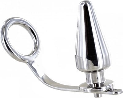 MetalHard CockRing Met Anale Plug - Roestvrij Staal - Cockring 45mm - Buttplug 50mll - Zwaar (1050gr)