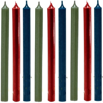 Cactula Lange Dinerkaarsen – 9 Stuks – 28 cm – Fall Winter Kleuren: Navyblue, Donkerrood & Olijfgroen – Luxe Gekleurde Kaarsen