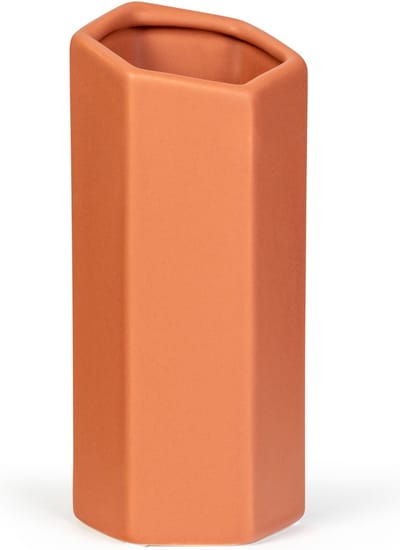 Oliva's - Zeshoekige vaas - ↕ 22 cm - Mat - Oranje