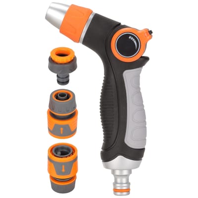 Pistolet d'arrosage de jardin avec buse à jet réglable rotative, pulvérisateur à pouce pour l'arrosage, le lavage de voiture, le nettoyage de cour black