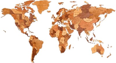 Eco Wood Art Houten Wereldkaart Choco World - Wandpuzzel - Wanddecoratie - Hout