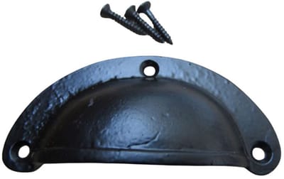 Slim Lipped Cabinet Cup Pull Handle Black Antique