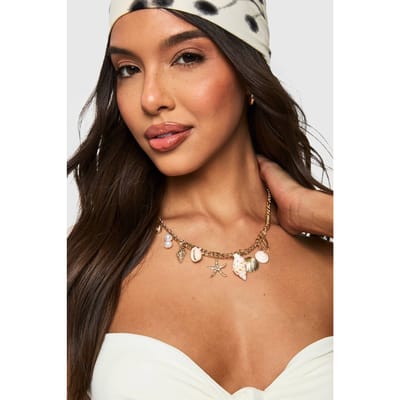 boohoo Dames Ocean Charm Ketting | Goud