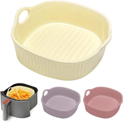 Kleurrijke keramische bakvorm voor heteluchtfriteuse, 18,5 x 16,5 x 5,5 cm - Perfect voor lasagne, frietjes en soep bereiden