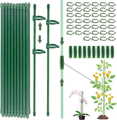 Famanu – Modulaire plantensteun set met stokken, clips en verlengbuizen voor tomaten, kamerplanten en tuinplanten