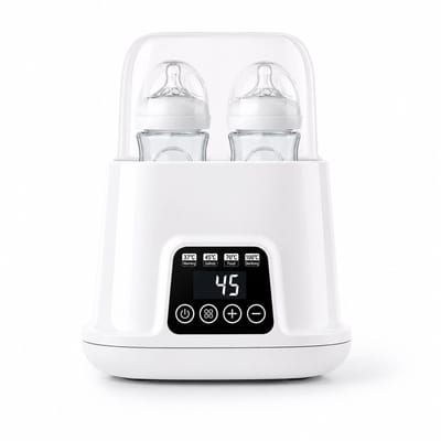 Gloovon® Dubbele Flessenwarmer - 6-in-1 Sterilisator & LCD - Geschikt voor Ontdooien & Verwarmen van Babyvoeding - BPA-vrij - Wit