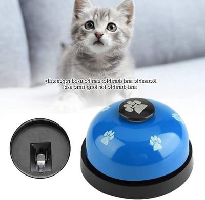 Honden- en kattenbel voor zindelijkheidstraining, ijzeren trainingsbel met antislip rubberen voet, 4x7cm, blauw, ideaal voor huisdieren