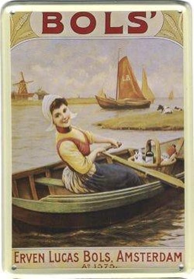 Bols reclame Erven Lucas Bols Amsterdam - Metalen - reclamebord 10x15 cm