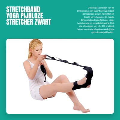 Dailygoods- Stretchband Versterking van Gewrichten - Yoga Band - Fysiotherapie - Rehabilitatie - Stabiliteit - 13 x 130 cm Zwart - Yogariem