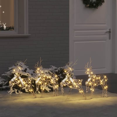 vidaXL LED Rendieren 4 st 80 LED's Goud 44 x 18 x 65,5 cm PET