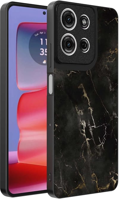Geschikt voor Motorola Edge 50 Pro Telefoonhoesje met marmer opdruk - TPU backcover case black marble design - Zwart - Smartphonica geschikt voor Motorola Edge 50 Pro