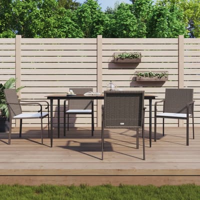 vidaXL - 5-delige - Tuinset - met - kussens - poly - rattan - en - staal