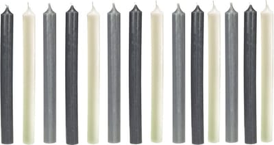 Cactula mooie dinerkaarsen 19,5 cm in 3 Trendy Kleuren 15 stuks | | Clouds | Dark Grey / Champagne / Steel Grey