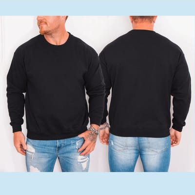 B&C zwarte heren sweater-Maat 4XL- Ronde hals-Geborstelde fleece aan de binnenkant.