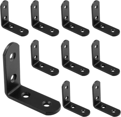 10 stuks-Hoekbeugel - 90-graden haakse bevestiging - RVS - plankdrager - hoekbeugel - L-vormige beugel - meubelconnector - geschikt voor thuis - boekenplanken - scheidingswanden - zwart - 50*50*16 mm