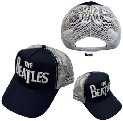The Beatles - Drop T Logo & Apple Trucker pet - Donkerblauw/Wit