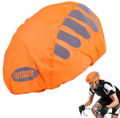 Actie4you® - Fietshelm Regenhoes - Helmhoes - Regenhoes Helm - Reflecterende Muts Voor Helm - Fietshelm Hoes - Waterdichte Fietshelm Cover -Verstelbaar - Reflecterende Strepen – Universeel - Oranje