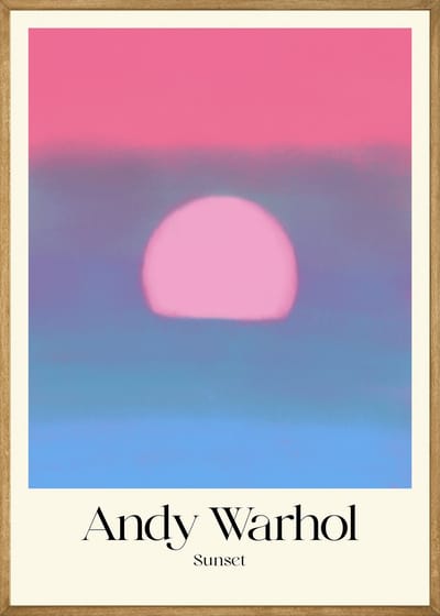 Andy Warhol Zonsondergang Poster Roze/Blauw - 30x40 cm