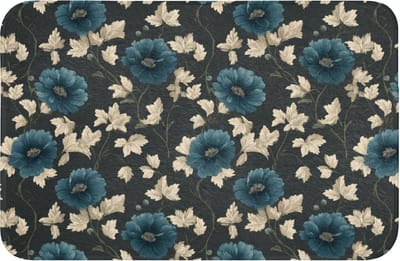 Badmat 60x40 cm - Antislip - Botanisch - Bloemen - Blauw - Badmatten voor badkamer - Badkamermat - Douchemat - Badkamer mat