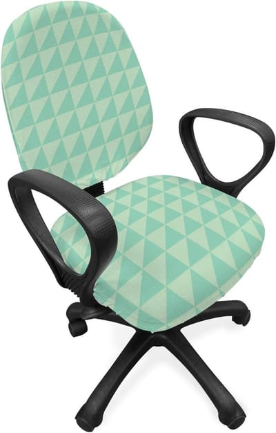 ABAKUHAUS Mint kantoorstoel overtrek, halve vierkantjes driehoeken, decoratieve beschermhoes gemaakt van rekstof, munt- en amandelgroen