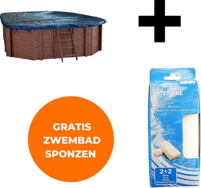 Interline winterafdekking Bali - Winterafdekking 6,00 x 3,00m ovaal - Voor houten zwembaden - Vertraagt verdamping - Verminderd verbruik chloor - Inclusief gratis zwembadspons