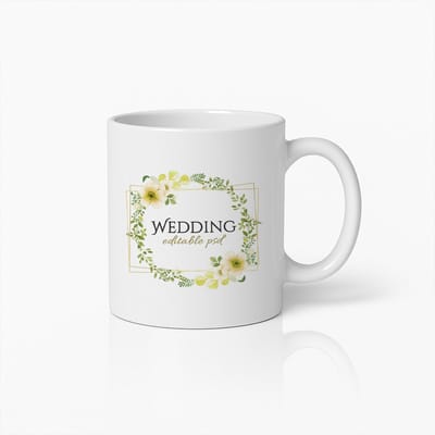 Elegante Bruiloft Mok 330ml – Bloem Ontwerp Koffiebeker – Perfect Cadeau voor Pasgetrouwden, Verlovingen & Jubilea
