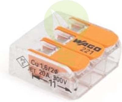 221-413 WAGO verbindingsklem / Lasklem - 3 voudig 0.2mm tot 4mm | Per 50 stuks