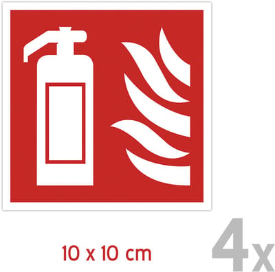 Pictogram/ bordjes (4x) | Brandblusser | 10 x 10 cm | Voordeel verpakking | Noodpictogram | Brand | Blusser | Aanwijzers | Openbaar gebouw | Wegwijs | Noodgeval | Brandweer | Rood | 4 stuks