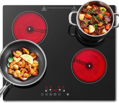 Keramische kookplaat - 4 platen kookplaat - Gelijkmatig koken - 9 nauwkeurige standen - 59*52*437 cm - Zwart
