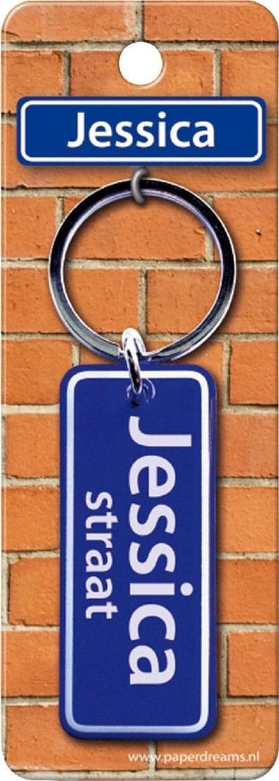Paper Dreams Sleutelhanger Straatnaam Jessica 9 Cm Staal Blauw