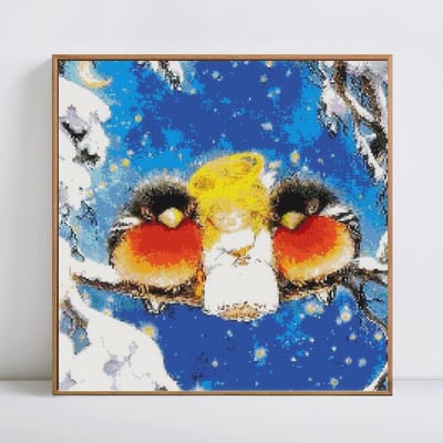 Vente Broderie Diamant DIY Oiseau Peinture Diamant Mosaïque Diamant Rond Complet Image 30x30CM blue