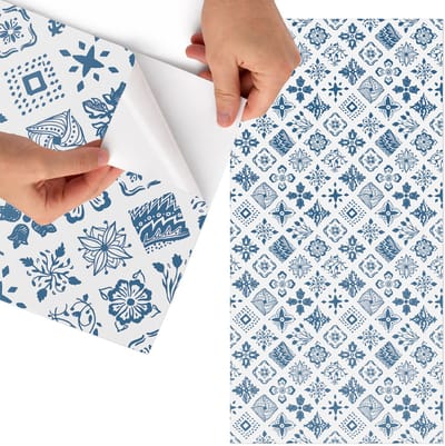 Tulup Meubelfolie - Boho-patroon Meubelfolie Zelfklevend - 75x150 cm - Blauw Meubelfolie - Wrapfolie Keuken - Boho Meubelfolie - Decoratiefolie - Tafeldecoratie - Achtergronden en patronen