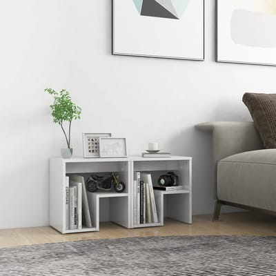 vidaXL - Nachtkastjes - 2 - st - 40x30x40 - cm - bewerkt - hout - hoogglans - wit