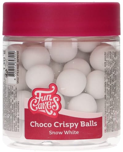 FunCakes Choco Crispy Balls - Mat Wit - 130g - Eetbare Taartdecoratie - Taarttoppers - Chocolade Decoratie