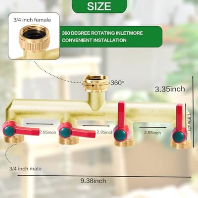 4-weeg waterverdeler met verlengde handgreep voor tuinirrigatie - regelbare en afsluitbare waterstroom