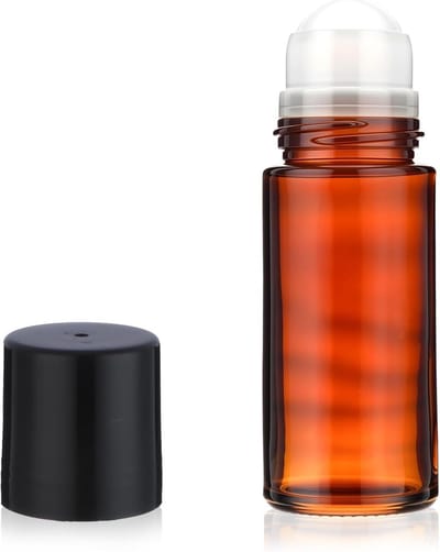 Bruine 50ml Glazen Rollerfles voor Essentiële Olie, Navulbare Roll-On Flesjes voor Parfum, Lege Deodorant Containers en Lipolie Dispenser met Balapplicator