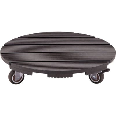 Support de pot a roulettes - NATURE - WPC - H8,6 x Ø38 cm - 4 roulettes - Anthracite