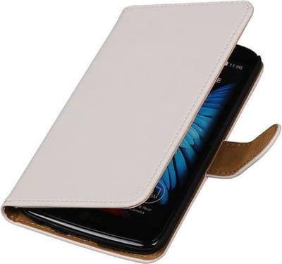Wit Effen booktype cover hoesje voor LG K10
