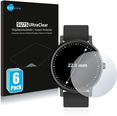 Savvies - Screenprotector voor Horloges (Rond, ø: 22 mm) - Folie Beschermfolie transparant 6 Stuks