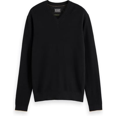 Scotch & Soda Regular-fit Cotton Linen V-neck Meteorite Size: M | Sweaters Outlet | Heren | Zwart