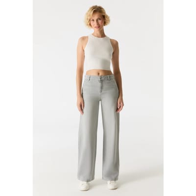 Cup of Joe Maxine wide leg jeans light grey