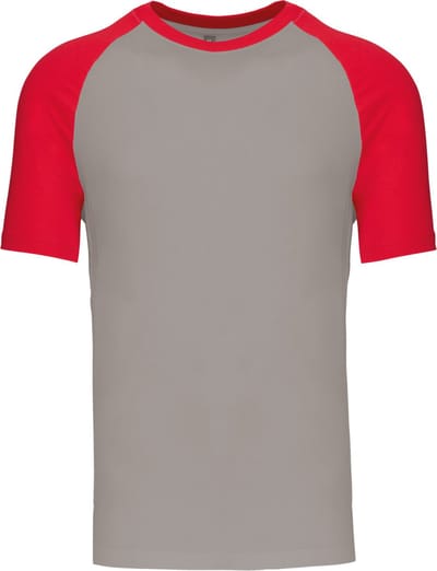 Kariban Baseball - Tweekleurig t-shirt K330 - Light Grey / Red - M