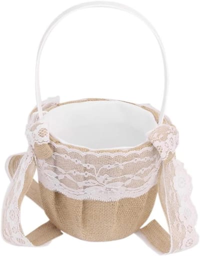 Ciieeo Bruin Kussen Rustieke Huwelijksgunst Witte Manden Decoratieve Bedkussens Rustieke Bloemenmeisje Manden Witte Kussens Voor Bed Jute Mand Jute Trouwmand Bruid Decoratief Bed Bruiloft