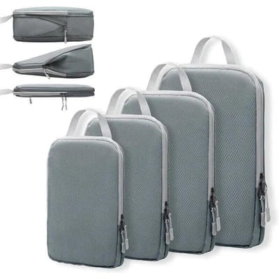Compressietassen voor op reis 4 stuks Compressiereisorganizer Kofferorganizer Tassenset Pakkubussen Reizen Dubbel gestikt