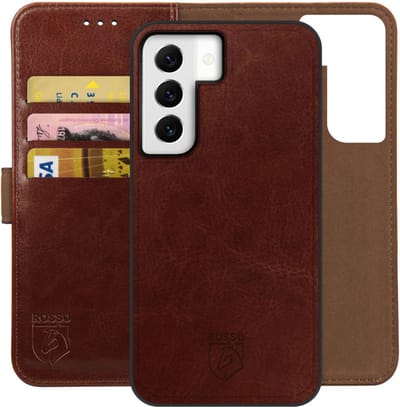 Rosso Element Uitneembaar 2-in-1 Hoesje Geschikt voor Samsung Galaxy S22 | Luxe Portemonnee | Back Cover | Pasjeshouder | Bruin