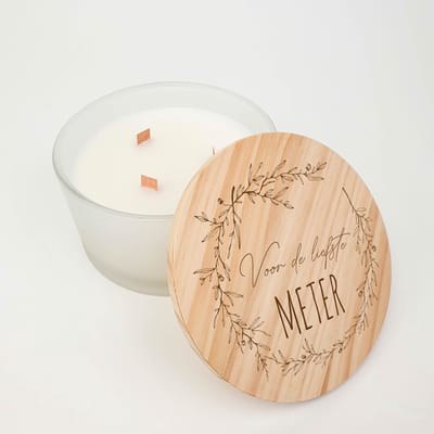 Geurkaars - GROOT - 3 houten wieken - XL - Meter - Liefste meter - Cadeau meter - Voor de liefste meter - Kaars - Geschenkset vrouwen - Geschenkdoos - Geschenkset - Cadeau meter - Kado meter
